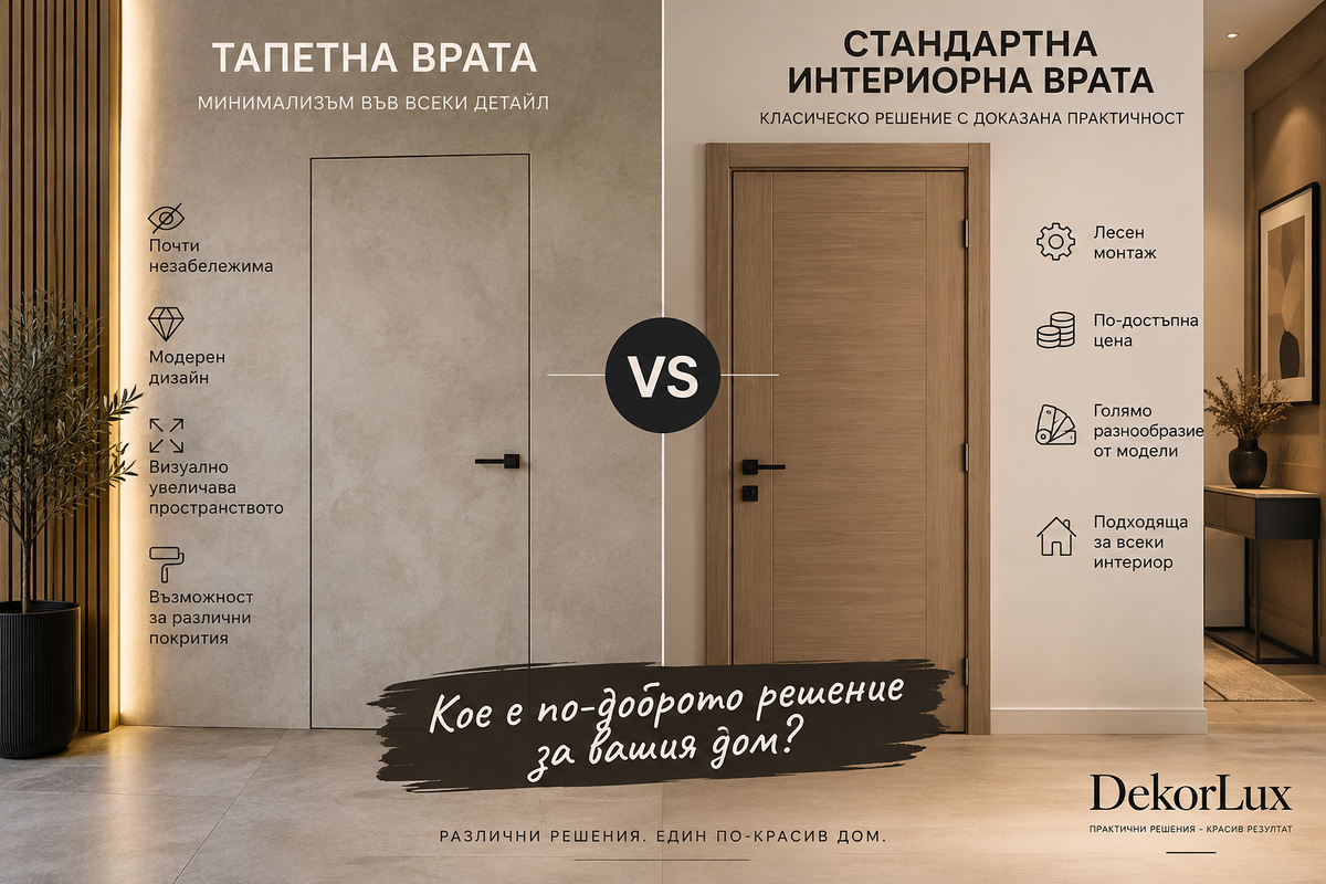Тапетна врата или стандартна интериорна врата – кое е по-доброто решение за вашия дом,?
