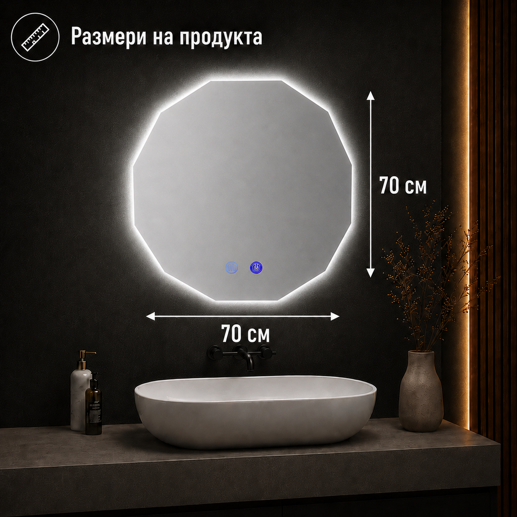 Огледало за баня с LED осветление и функция против изпотяване
