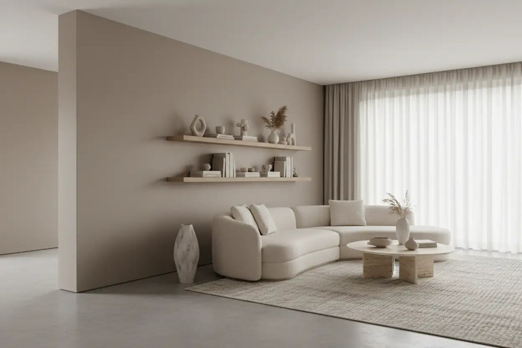 3D визуализация — taupe панел, Japandi стил