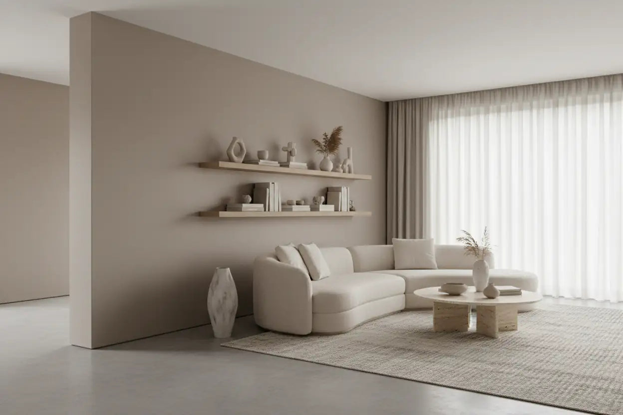 3D визуализация — taupe панел, Japandi стил