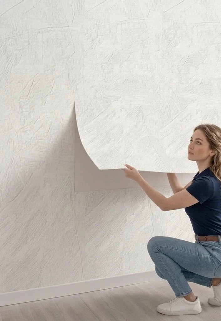 Самозалепващ гъвкав панел- Мазилка Структурна хармония в Бяло 120x60 cm