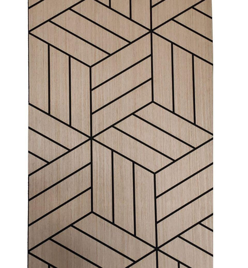 Акустичен стенен панел ромб - бледо сиво MDF 600*2400*14мм
