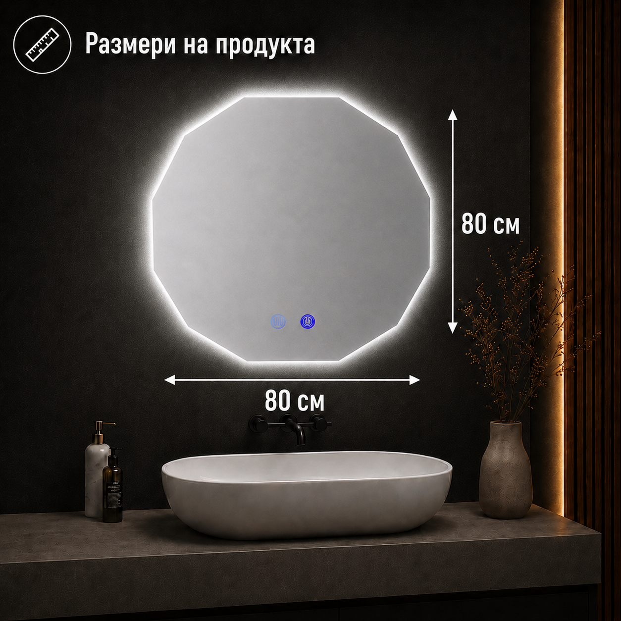 Огледало за баня с LED осветление и функция против изпотяване