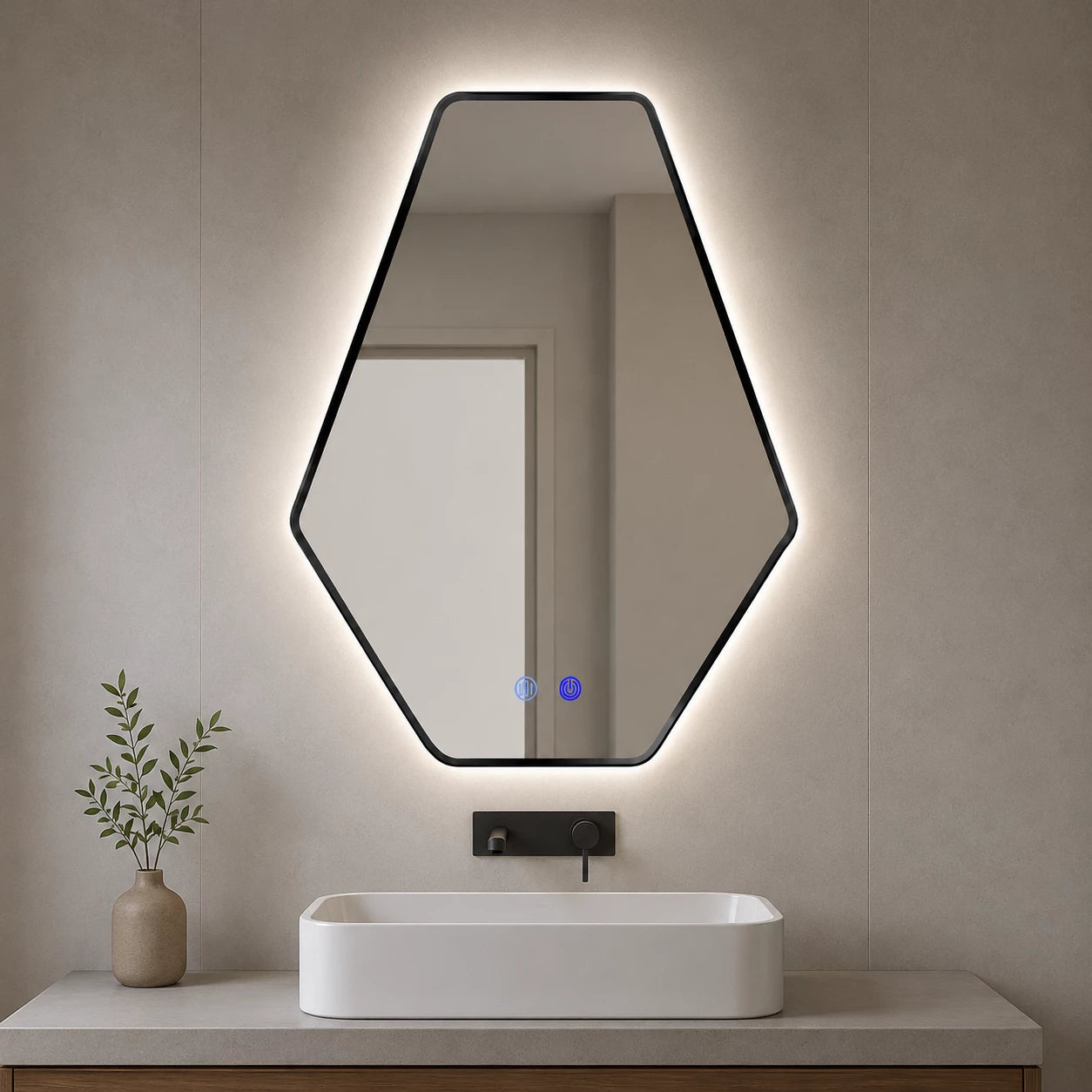 Огледало с LED осветление и функция против изпотяване Марина с Златна или черна рамка