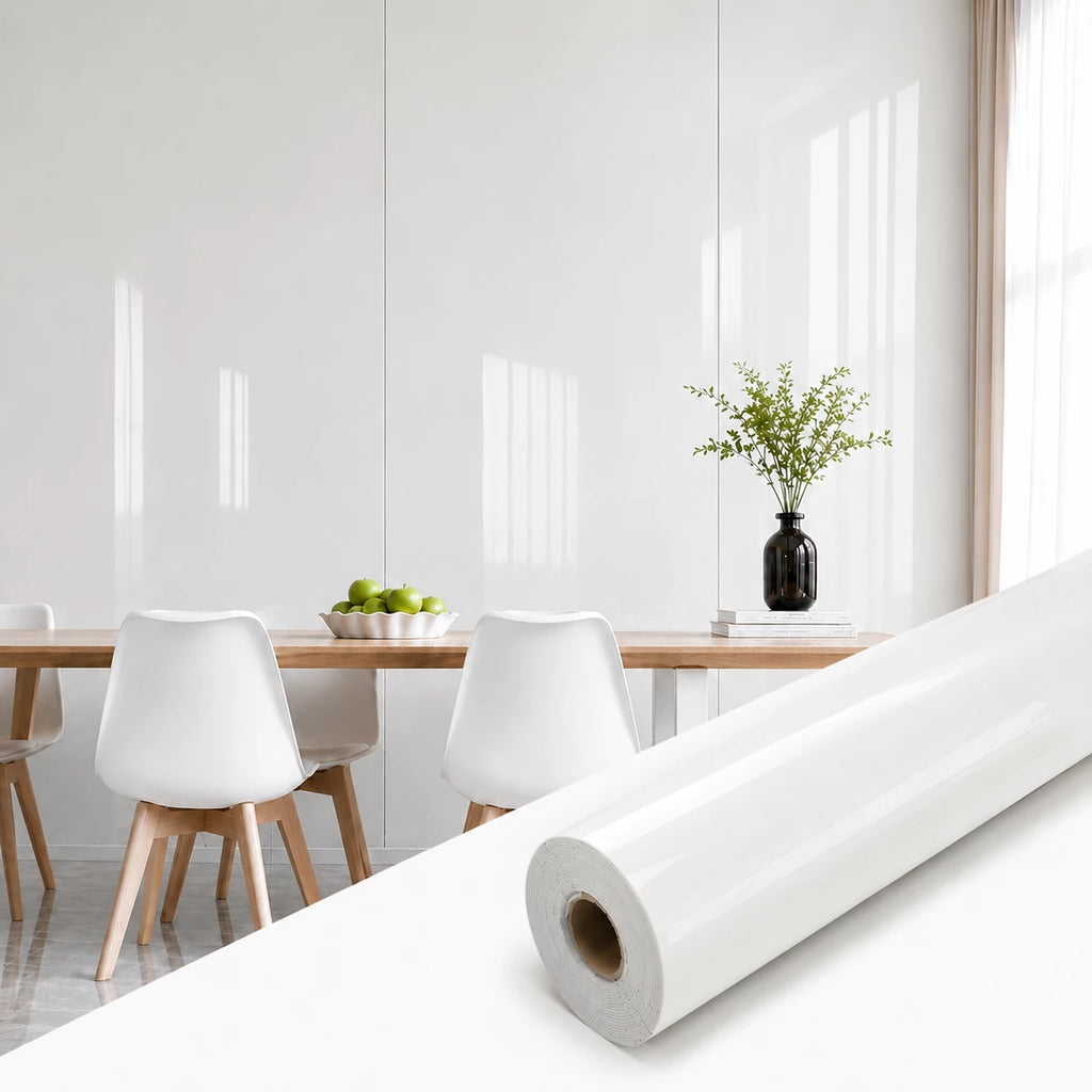 Самозалепващ панел Бял Гланц 120x280 cm